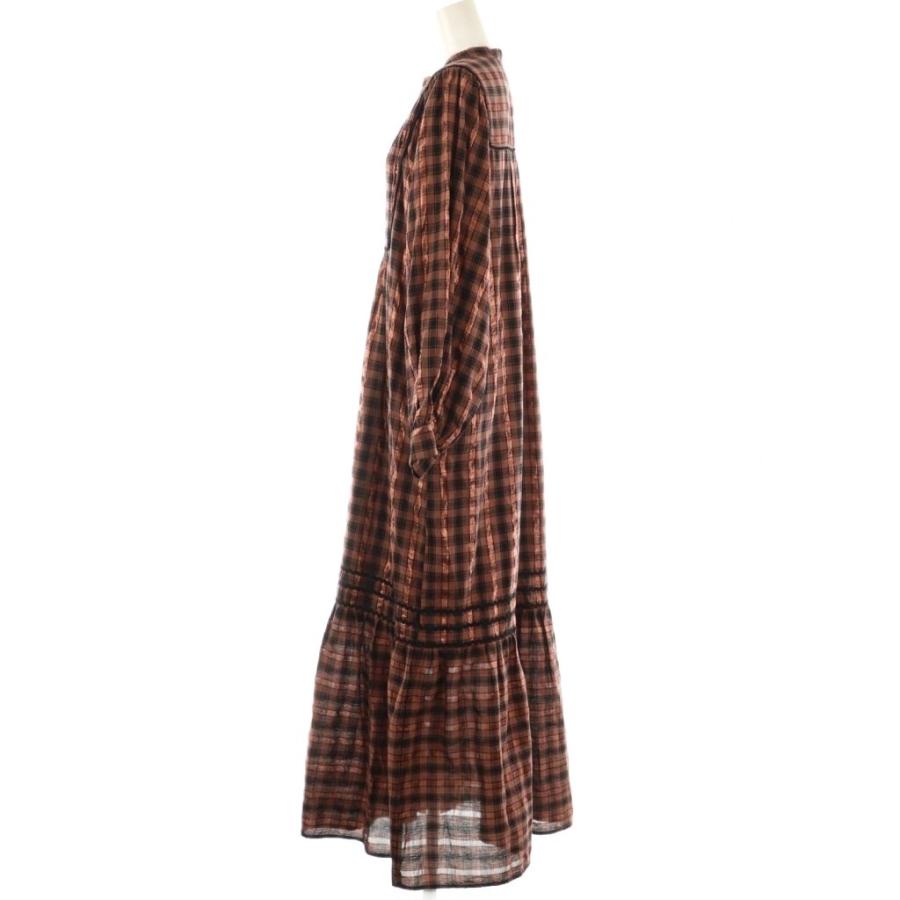 サラマリカ Sara Mallika 23AW Cotton Check Shirring Long Dress