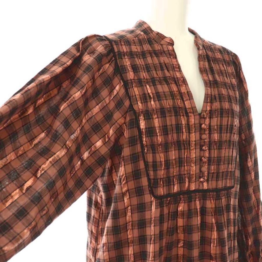 サラマリカ Sara Mallika 23AW Cotton Check Shirring Long Dress