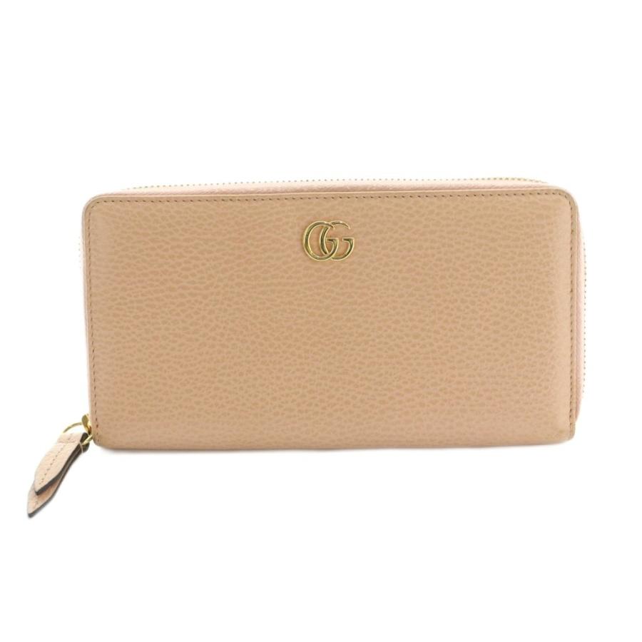 【中古】グッチ GUCCI GGマーモント 長財布 ラウンドファスナー 小銭入れ レザー ピンク 456117 /MI ■OS レディース GUCCI（グッチ） GUCCI GGマーモント 長財布 ラウンドファスナー 小銭