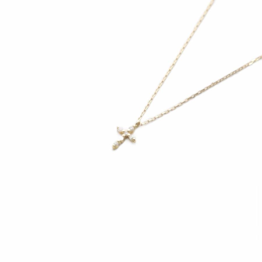 agete K18 クロスネックレス agete（アガット） クロス ネックレス ペンダント K18YG 0.0.3ct