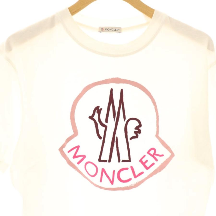 【中古】モンクレール MONCLER ロゴプリントTシャツ カットソー 半袖 XS 白 ホワイト /AT ■OS レディース MONCLER（モンクレール） ロゴプリントTシャツ カットソー 半袖 XS 白