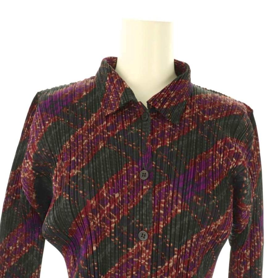 プリーツプリーズ イッセイミヤケ ブラウス 長袖シャツ 総柄 チェック 3 プリーツプリーズ PLEATS PLEASE イッセイミヤケ チェック柄プリーツ