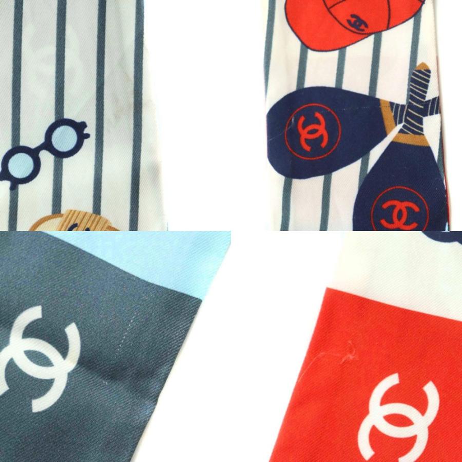 【中古】シャネル 23C モナコモデル リボンスカーフ シルク 総柄 ロゴプリント マルチカラー ■OS ■OH レディース CHANEL（シャネル） CHANEL 23C モナコモデル リボンスカーフ シルク