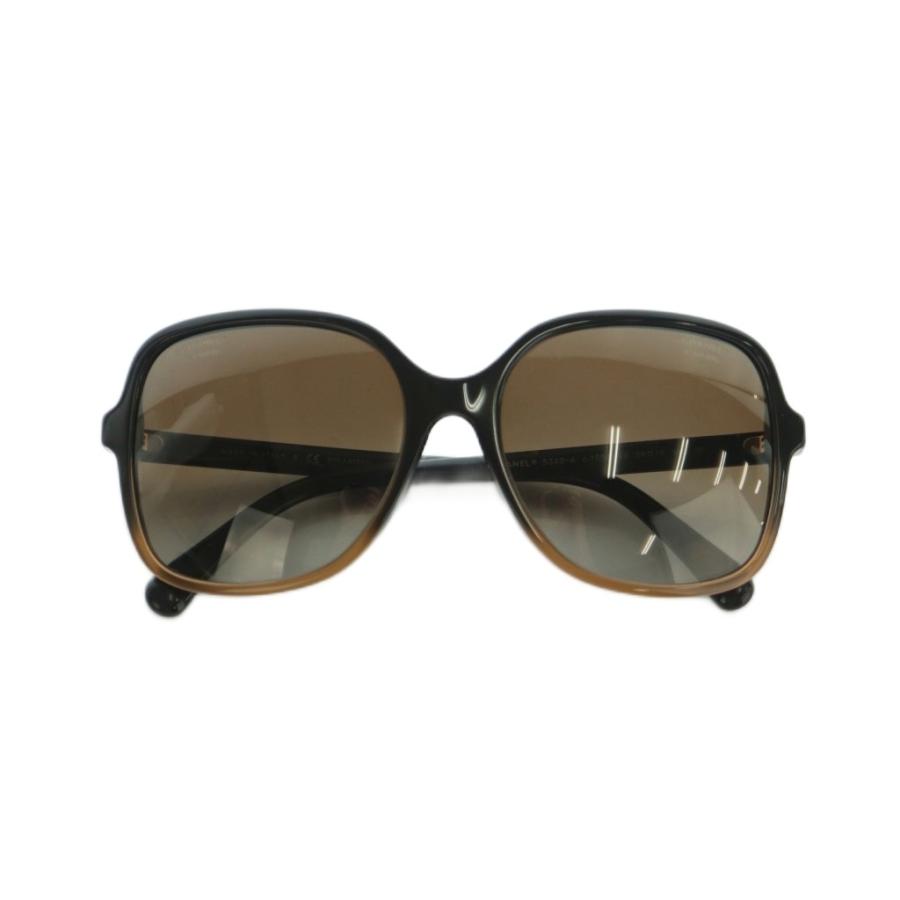 【中古】シャネル サングラス 眼鏡 セルフレーム グラデーションレンズ ココマーク 58□18-140 黒 ブラウン 5349-A CHANEL（シャネル） サングラス 眼鏡 セルフレーム グラデーション