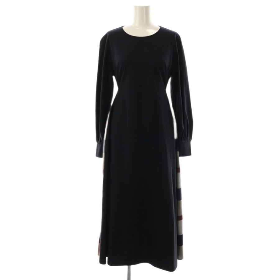 ブルーレーベルクレストブリッジ ワンピース ミモレ ロング 長袖 36 紺  