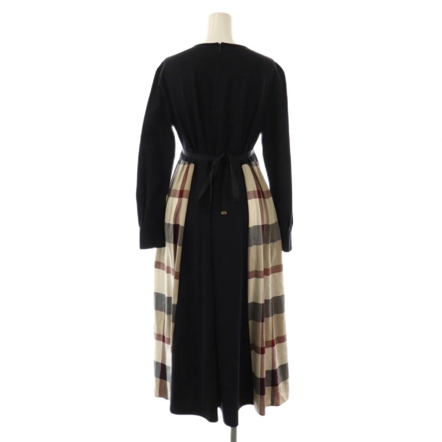 ブルーレーベルクレストブリッジ ワンピース ミモレ ロング 長袖 36 紺  