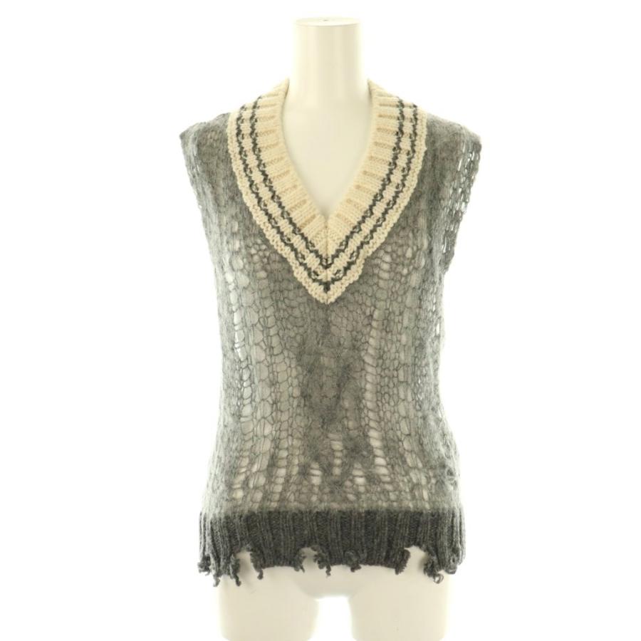 【中古】プランクプロジェクト Sheer Tilden Knit Vest ニット ベスト モヘヤ F グレー アイボリー /DO ■OS ■SH プランクプロジェクト PRANKPROJECT Sheer Tilden Knit Vest ニット