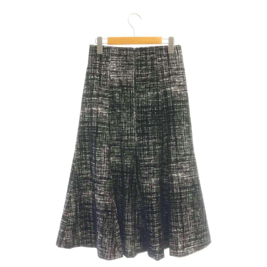 【最終価格】 新品未使用アナイ人気　ロングフレアースカート フロッキーチェック アナイ ANAYI フロッキーチェックスカート フレア ミモレ ロング 38 黒