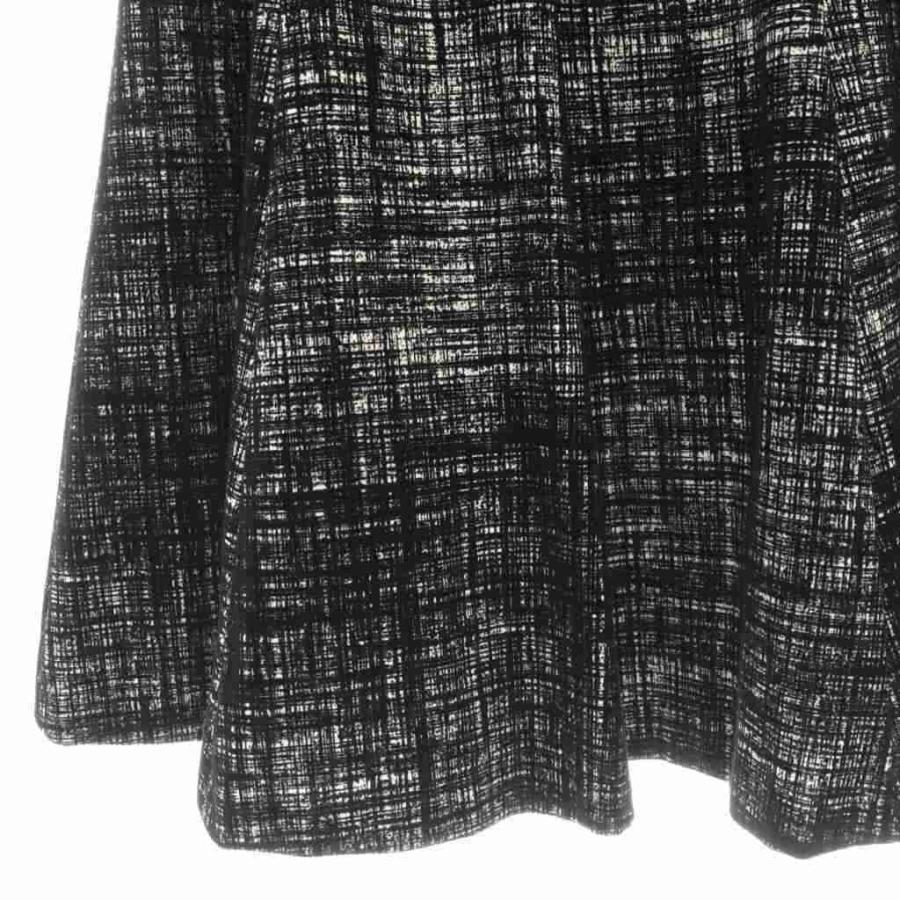 アナイ ANAYI フロッキーチェックスカート フレア ミモレ ロング 38 黒