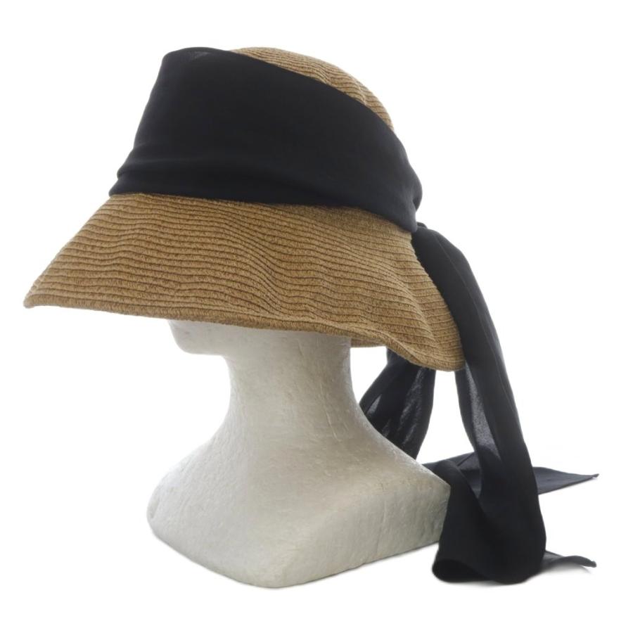 Chapeau d'O 麦わら帽子 ベージュ/黒 シャポードオー Chapeau d' O ストローハット 帽子 麦わら リボン