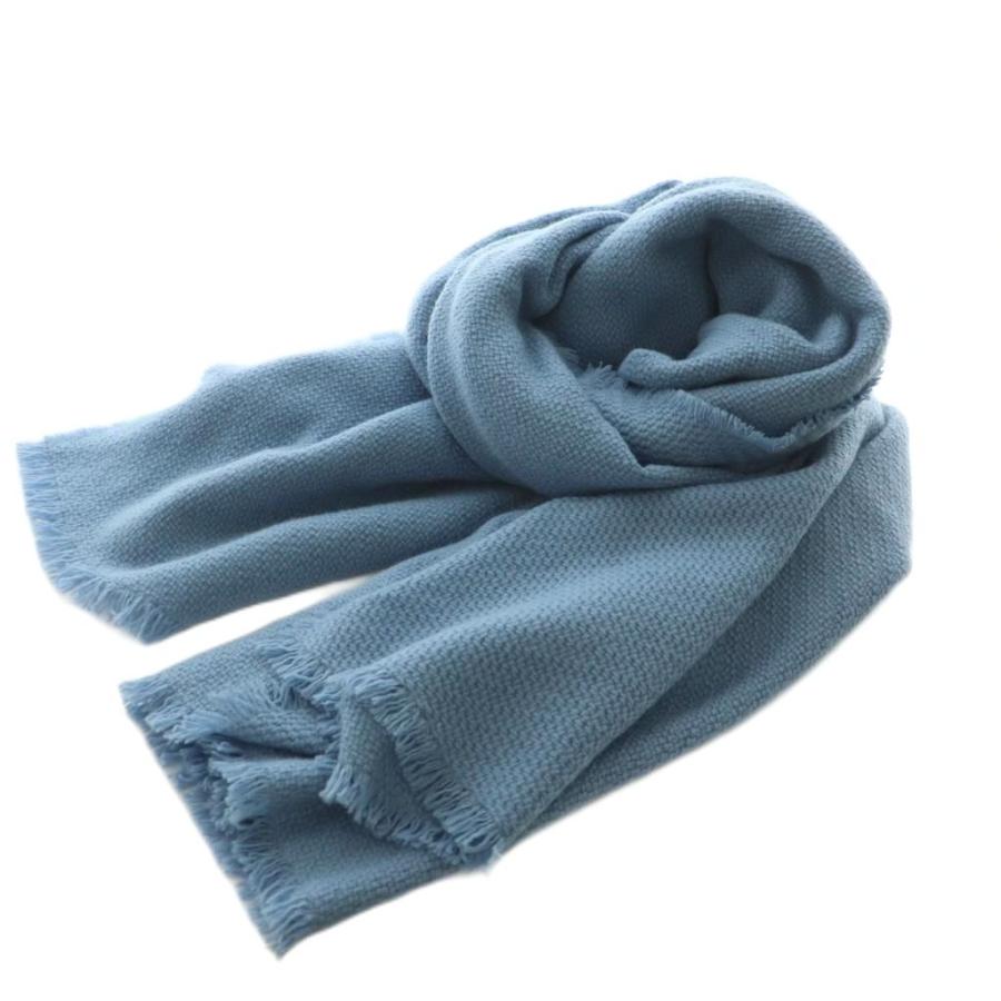【中古】アロンピ 23AW CASHMERE STOLE ストール カシミヤ フリンジ 大判 青 ブルー 23096570001230 ■OS レディース アロンピ ALONPI 23AW CASHMERE STOLE ストール カシミヤ フリンジ