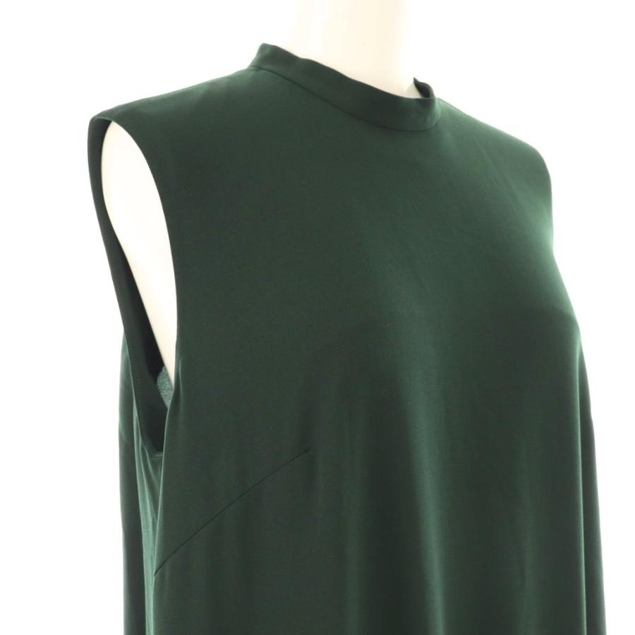エンフォルド ENFOLD 25AW BALLOON-FRILL TANK-TOPS DRESS ワンピース バンドカラー 36 ダークグリーン /CX ■OS レディース_3