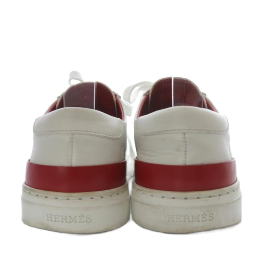 エルメス HERMES ディープ スニーカー ローカット レザー 37.5 レッド ホワイト /YO9 レディース_2