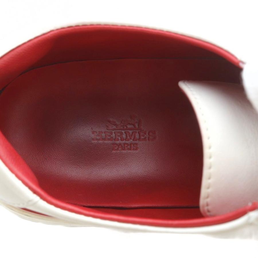 エルメス HERMES ディープ スニーカー ローカット レザー 37.5 レッド ホワイト /YO9 レディース_5