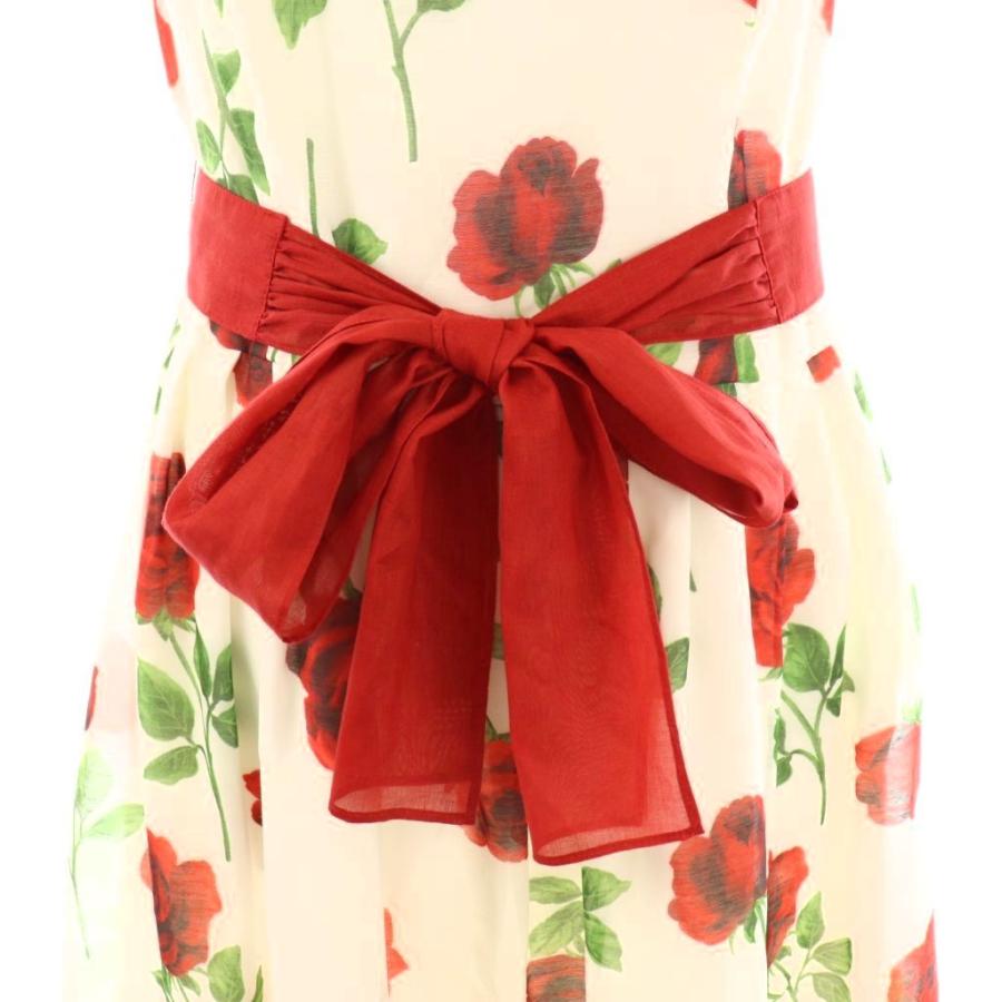 エムズグレイシー M'S GRACY ローズプリントドレス 38 ホワイト 211315