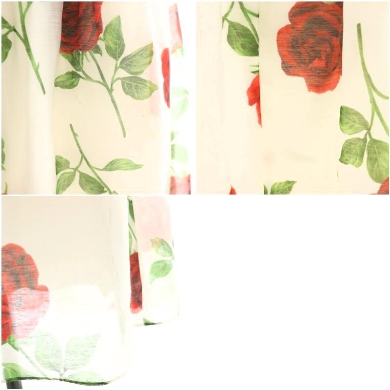 【中古】エムズグレイシー M'S GRACY ローズプリントドレス 38 ホワイト 211315 /HK ■OS ■SH レディース エムズグレイシー M'S GRACY ローズプリントドレス 38 ホワイト 211315