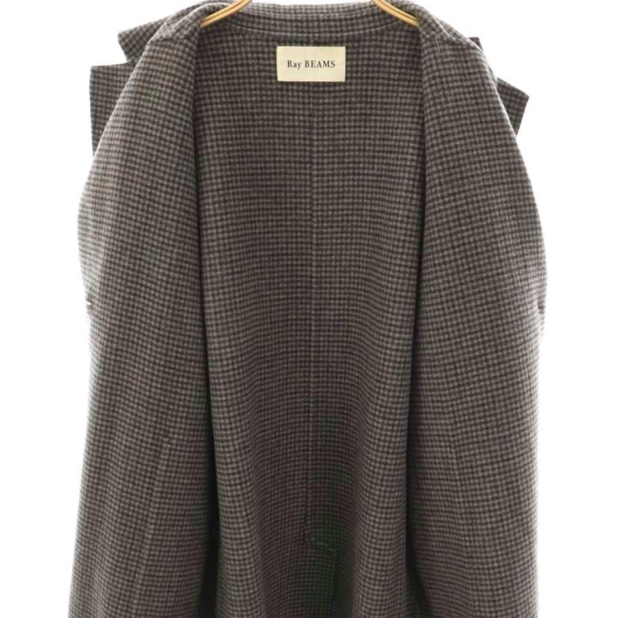 レイビームス Ray Beams チェック ビッグ シルエット コート チェスター ロング F グレー /AT ■OS レディース |  | 03
