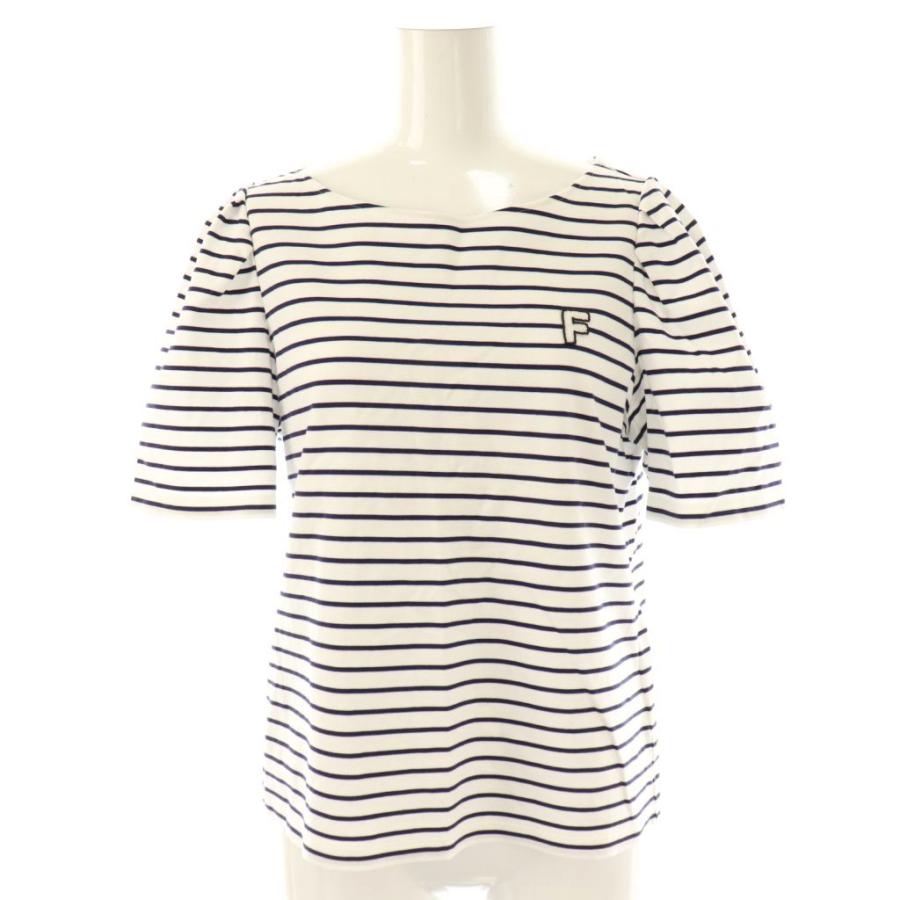 【中古】フォクシーニューヨーク 25年トップ オリベット トップス カットソー ボーダー 42 ホワイト ネイビー 45312 フォクシーニューヨーク FOXEY NEW YORK 25年トップ オリベット