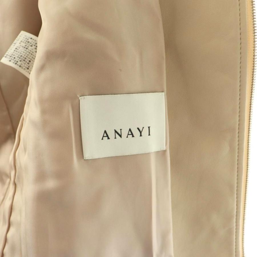 【中古】アナイ ANAYI ラムレザーノーカラージャケット 総裏地 36 ベージュ /DO ■OS レディース アナイ ANAYI ラムレザーノーカラージャケット 総裏地 36 ベージュ /DO