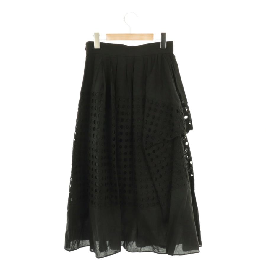 アドーア ADORE 24SS アイレットエンブロイダリースカート 36 ブラック