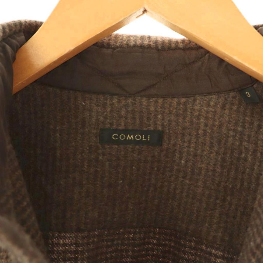 コモリ COMOLI W/CA ハウンドトゥース CPO シャツ カシミヤ混 3 ダーク