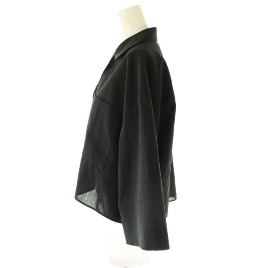 【中古】エンフォルド ENFOLD 25AW OPEN-COLLAR CROPPED SHIRT オープンカラーシャツ 38 ブラック エンフォルド ENFOLD 25AW OPEN-COLLAR CROPPED SHIRT オープンカラー