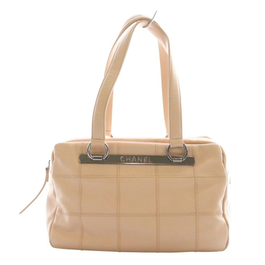 【中古】シャネル CHANEL 9番台 チョコバー ソフトキャビアスキン トートバッグ ハンド ピンクベージュ /AQ ■OS CHANEL（シャネル） CHANEL 9番台 チョコバー ソフトキャビアスキン