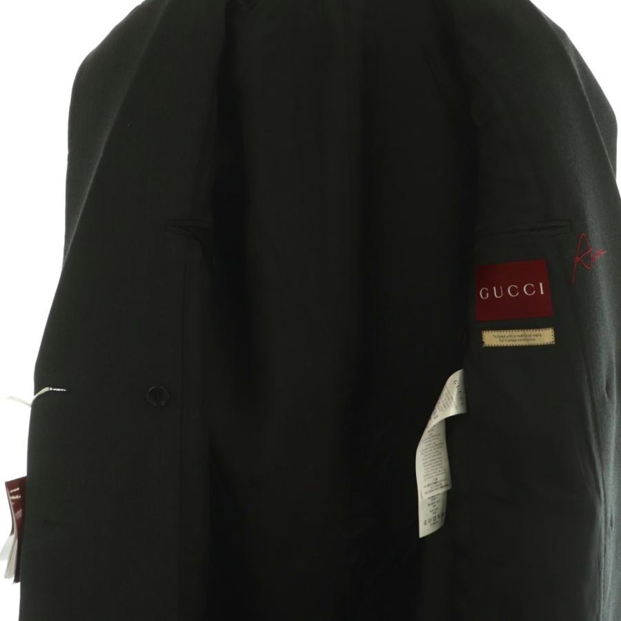sh1952 GUCCI グッチ 黒いダブルブレストロングコート ファー付き