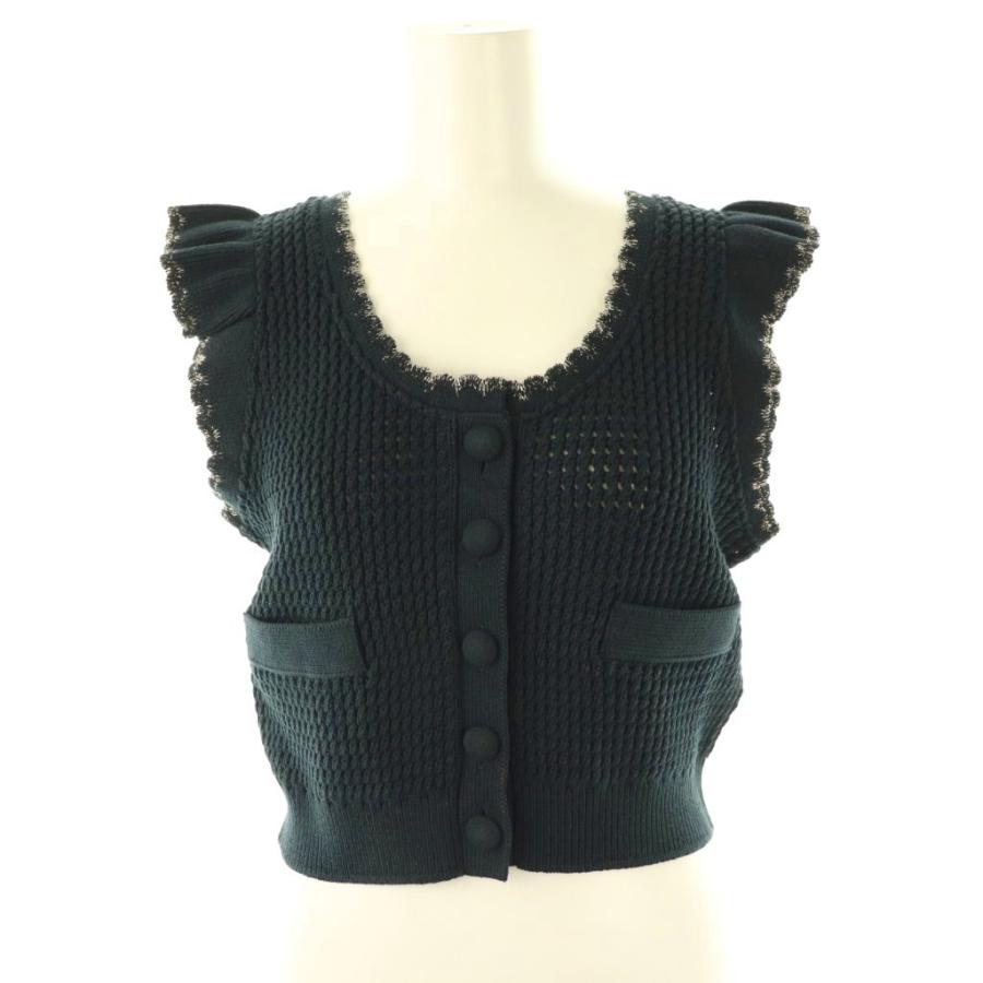 【中古】未使用品 ヨリ yori 25SS クロシェニットミニジレ ベスト ラメ F チャコール シルバー色 /ES レディース 未使用品 ヨリ yori 25SS クロシェニットミニジレ ベスト ラメ F