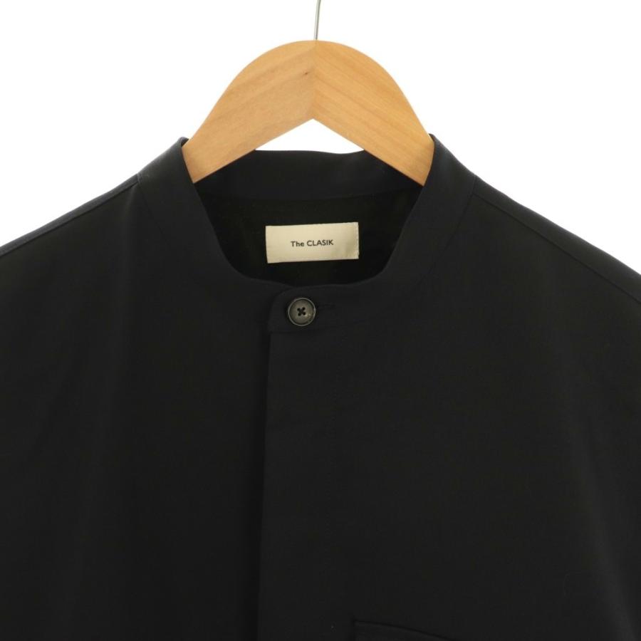 ザクラシック The CLASIK 25AW ウール バンドカラーシャツ 長袖 46 紺