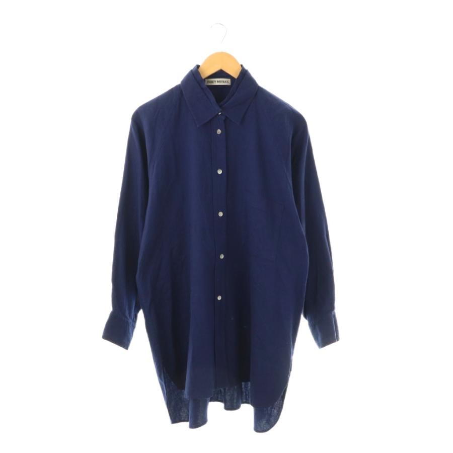 【中古】イッセイミヤケ ISSEY MIYAKE IM31FJ012 ロング長袖シャツ オーバーサイズ 2 ネイビーブルー /ES ■OS ■SH ISSEY MIYAKE（イッセイミヤケ） ISSEY MIYAKE IM31FJ012 ロング長袖