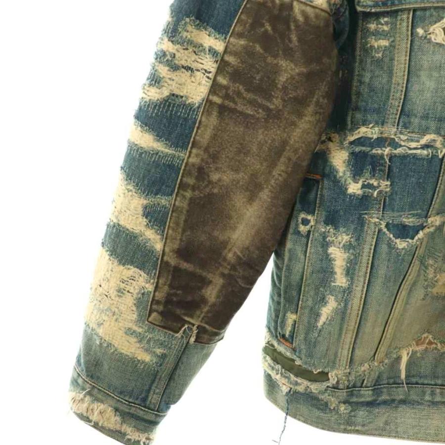 【中古】ジバンシィ GIVENCHY モールスキン デストロイ デニムジャケット ジージャン Gジャン M ブルー /ES ■OS ジバンシィ GIVENCHY モールスキン デストロイ デニムジャケット