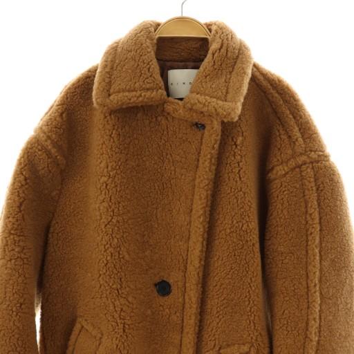 チノ CINOH BOA COAT ボア コクーンコート ロング 36 ブラウン /HK