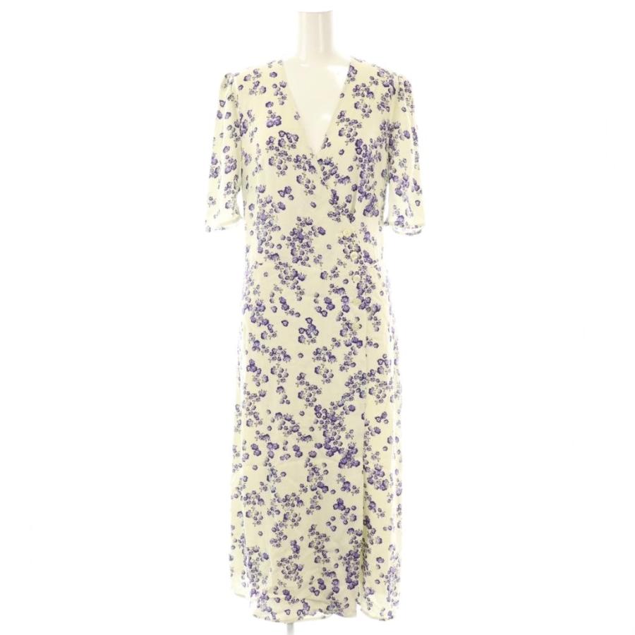 【中古】ルージュ Rouge GABIN 花柄 半袖 ラップドレス ワンピース 38 アイボリー ピンク マルチカラー /ES ■OS ルージュ Rouge GABIN 花柄 半袖 ラップドレス ワンピース 38 オフ