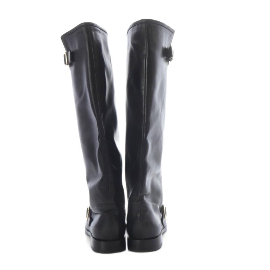 ネブローニ Nebuloni ブーツ ロング ローヒール レザー 36.5 ブラック  