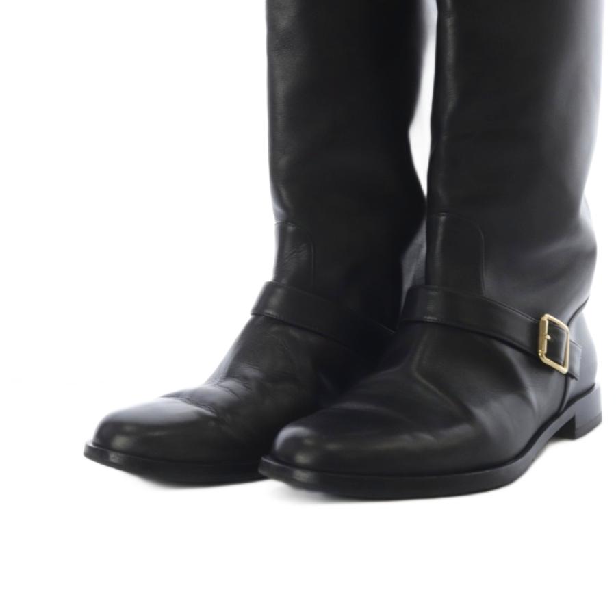 ネブローニ Nebuloni ブーツ ロング ローヒール レザー 36.5 ブラック  