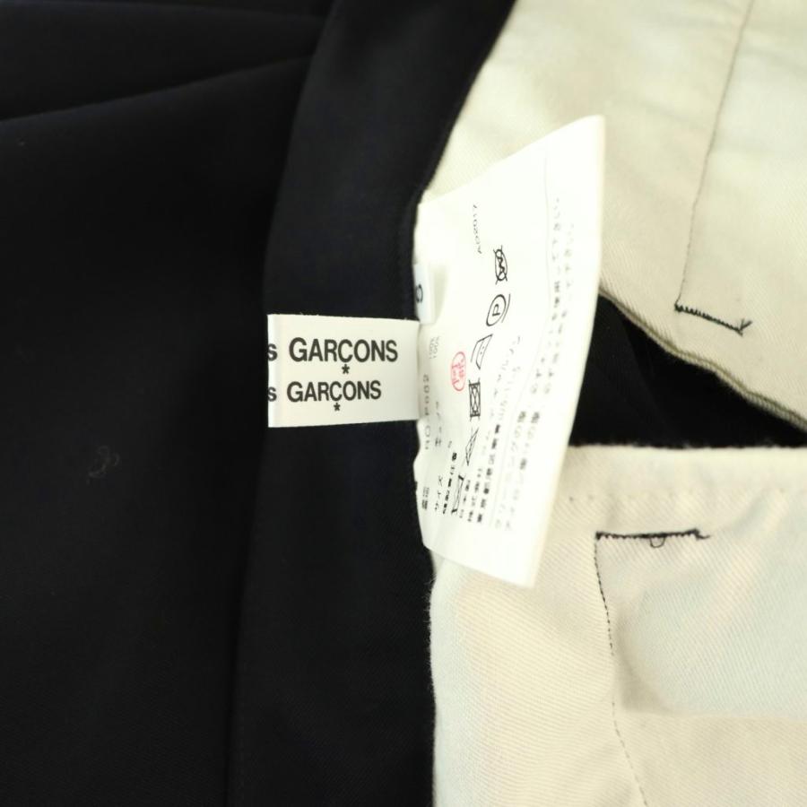 【中古】コムデギャルソン AD2017 ウールワイドテーパードパンツ タック ジッパーフライ S ネイビー /DO ■OS コムデギャルソン COMME des GARCONS AD2017 ウールワイドテーパード