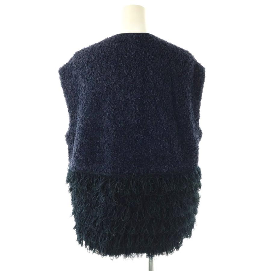 ドゥロワー Drawer フリンジツイードベスト ネイビー /DF □OS