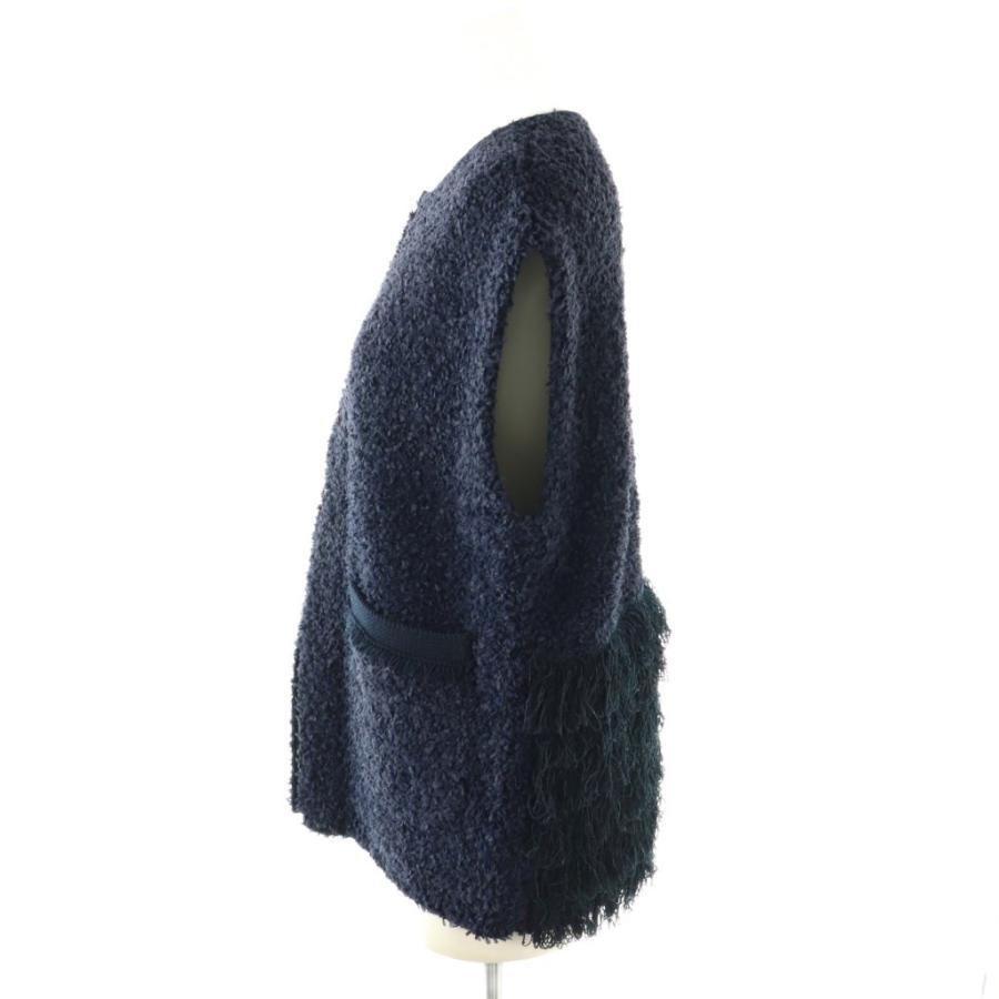 ドゥロワー Drawer フリンジツイードベスト ネイビー /DF □OS