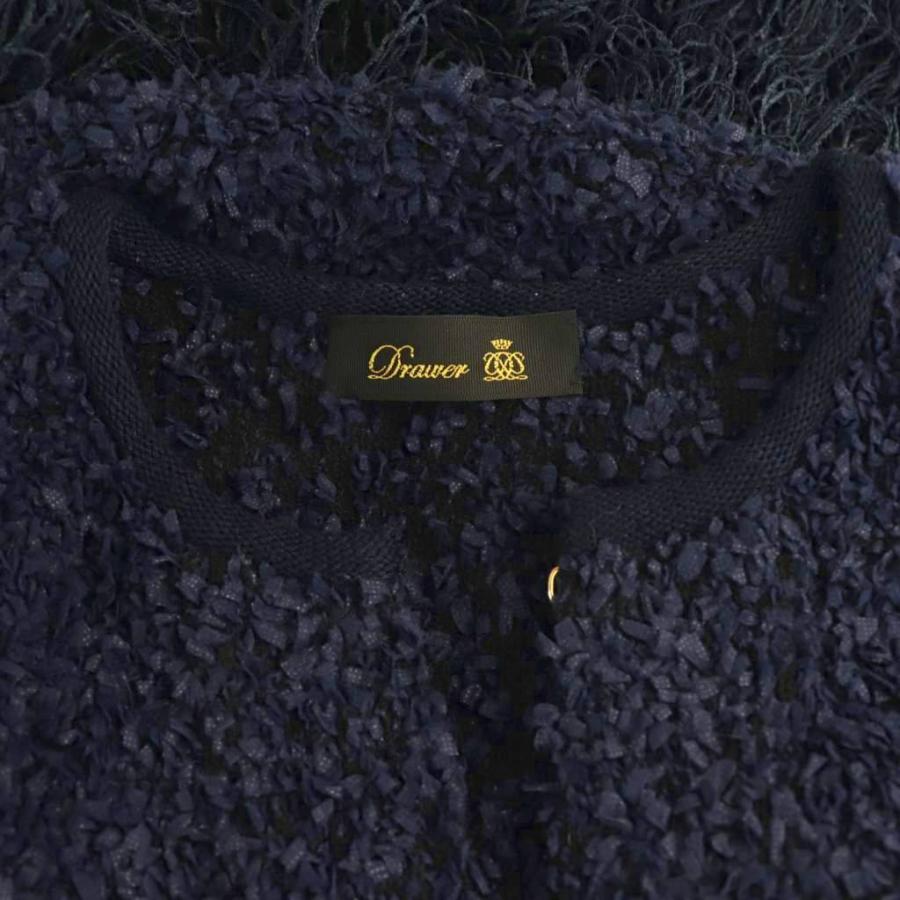 drawer ドゥロワー ツイード　トップス　36 ネイビー　blamink ドゥロワー Drawer フリンジツイードベスト ネイビー /DF □OS