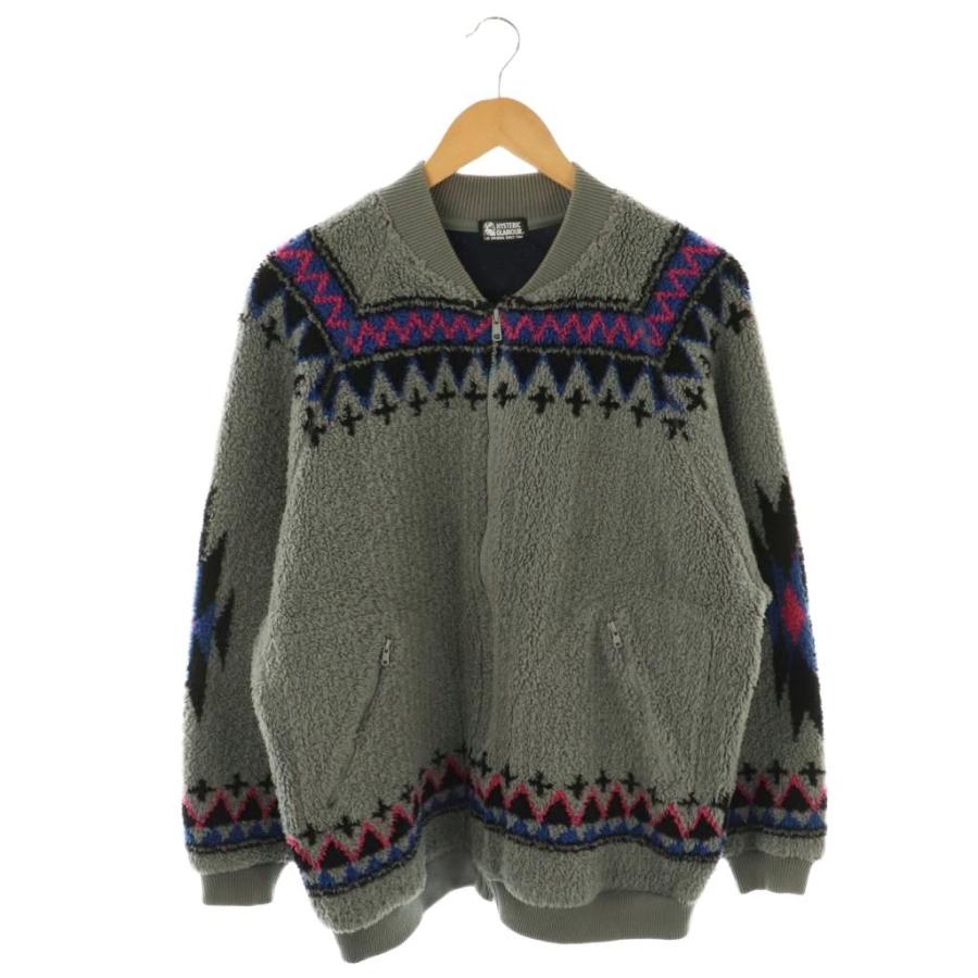 【中古】ヒステリックグラマー WOMAN ON SKULLジャカードジャケット ブルゾン ジップアップ F グレー HYSTERIC GLAMOUR（ヒステリックグラマー） HYSTERIC GLAMOUR WOMAN ON