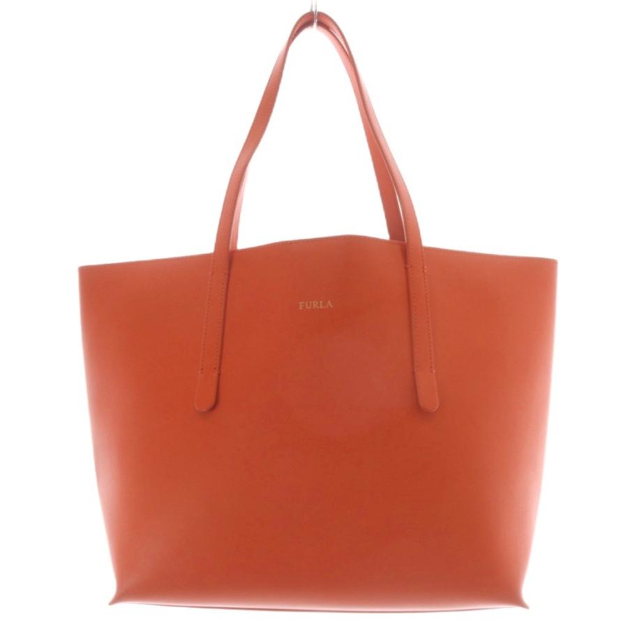 FURLA オレンジ レザートートバッグ FURLA（フルラ） レザー トートバッグ ハンドバッグ ロゴ オレンジ /SR