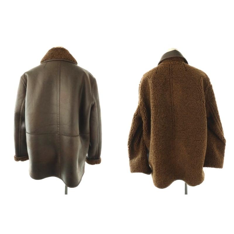 ZARA（ザラ） リバーシブルフェイクレザーダブルフェイスコート ボア