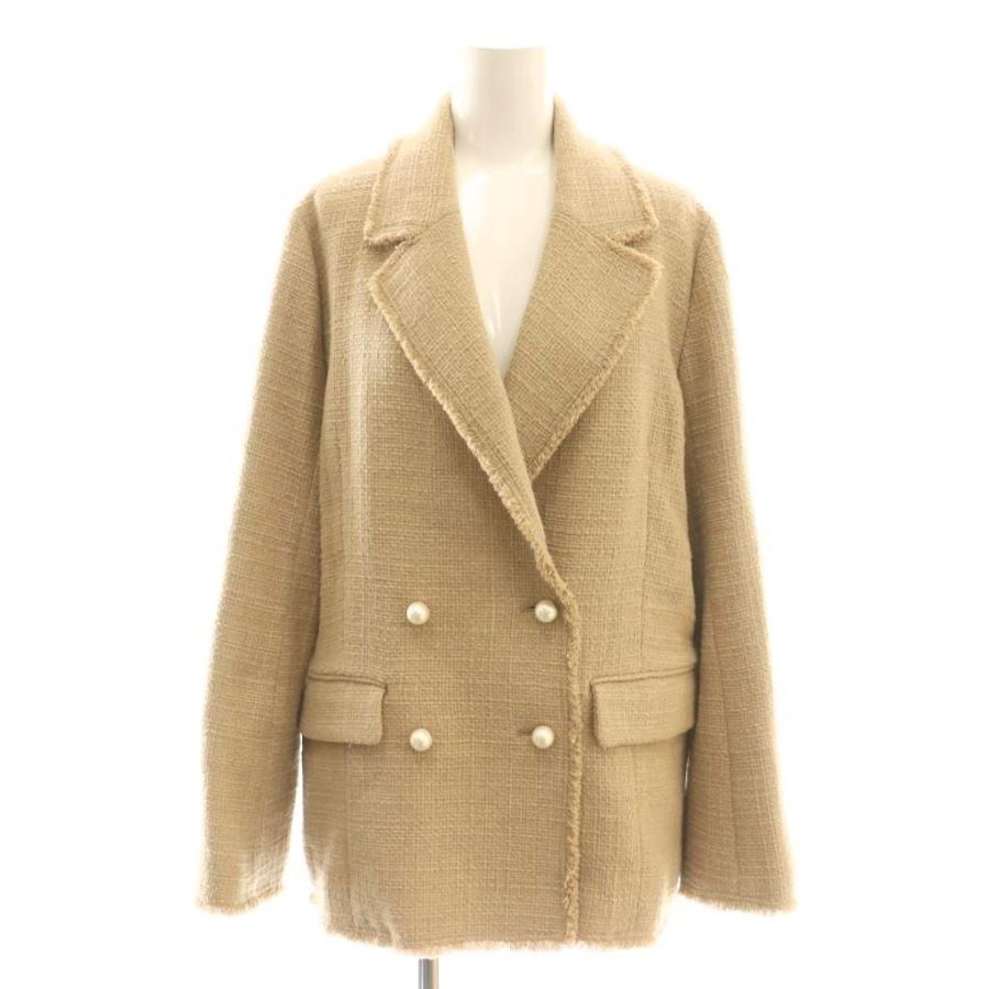 【中古】スピック&スパン ファンシーツィードダブルブレストジャケット テーラードジャケット 36 ベージュ スピック&スパン Spick&Span ファンシーツィードダブルブレスト