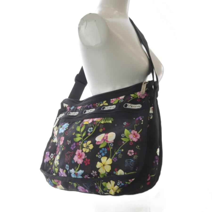 LeSportsac（レスポートサック） 花柄ショルダーバッグ 黒 ブラック