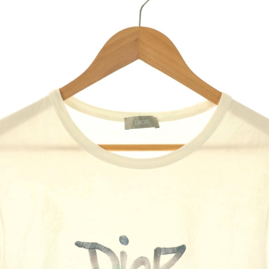 【美品・国内正規品】DIOR ディオール ロゴ刺繍 Tシャツ 半袖 白 コットン ディオール Dior × SHAWN STUSSY ロゴ刺繍 半袖 Tシャツ カットソー