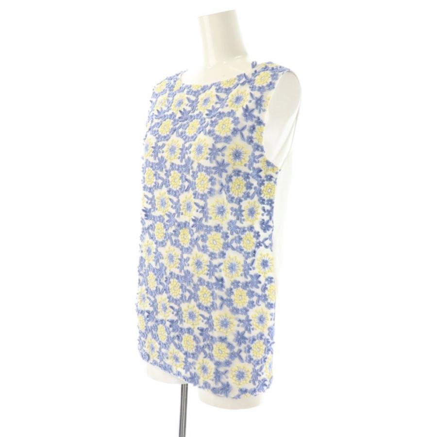 PRADA 花柄　タンクトップ　ノースリーブ　　38 PRADA（プラダ） フラワー装飾 ノースリーブ カットソー タンクトップ