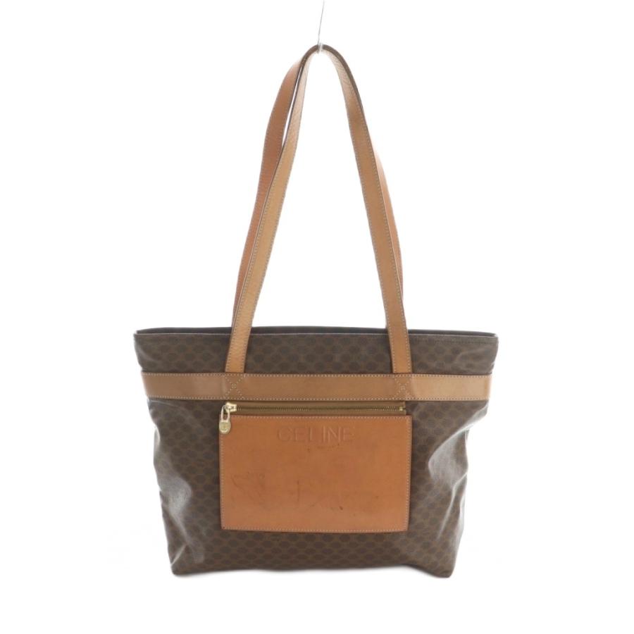 CELINE（セリーヌ） トートバッグ レザー ロゴ マカダム柄 茶 ブラウン 