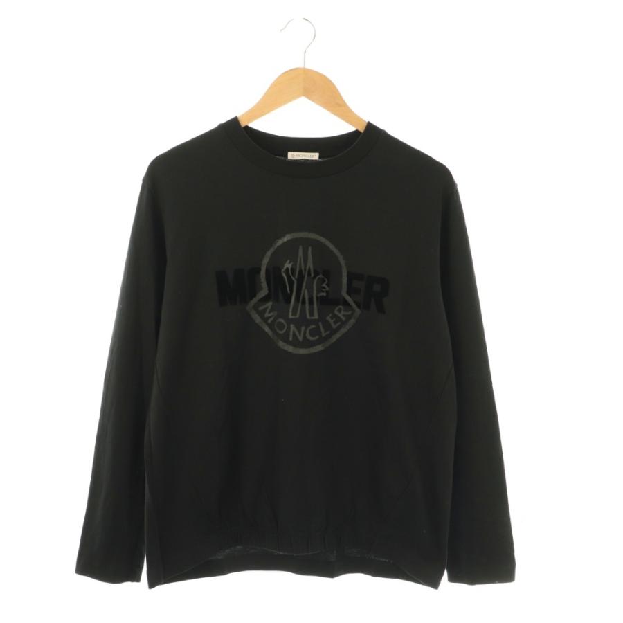 【中古】モンクレール MONCLER ロゴプリントTシャツ カットソー 長袖 M ブラック H20938D00005 /HK ■OS レディース MONCLER（モンクレール） ロゴプリントTシャツ カットソー 長袖 M