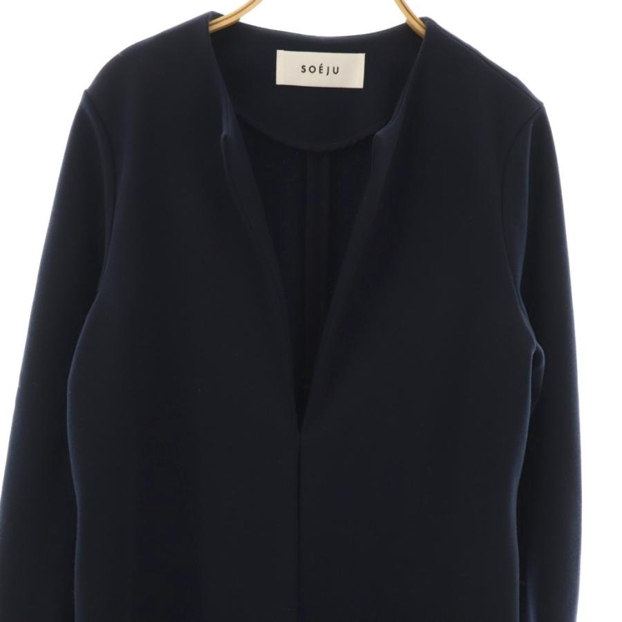 ソージュ SOEJU ストレッチファイン ノーカラーロングジャケット ノー